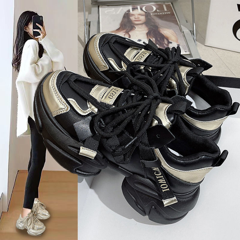 Echtes Leder, dick, höhenvergrößernd, Papas für Damen, Instagram Cool 2024 Herbst und Winter, neu, leicht, weich_voghion.com
