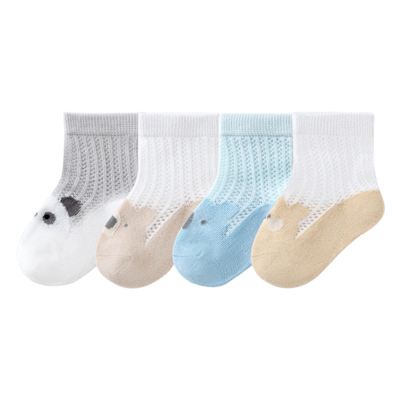 Calcetines para bebés de verano 2025 mallas delgadas de algodón recién nacidos bebés de dibujos animados niñas niños calcetines para niños