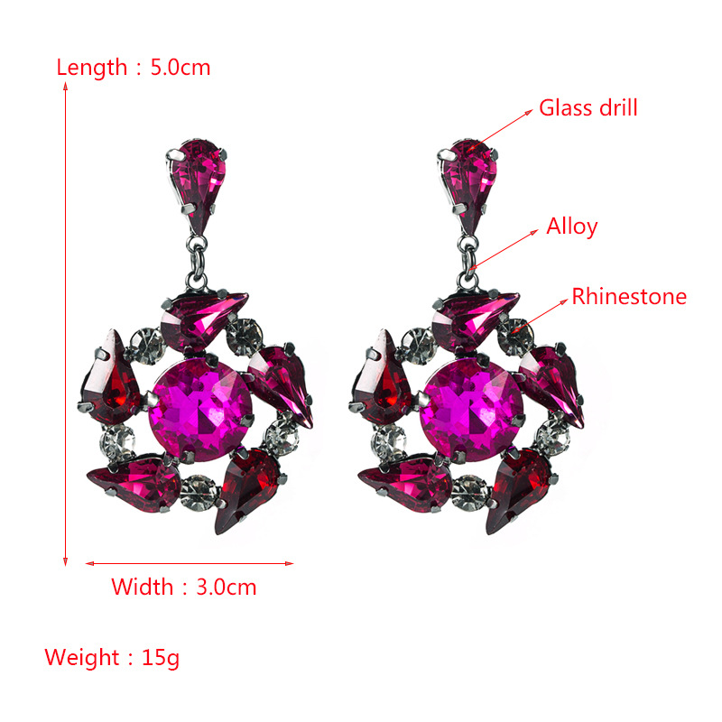 الرجعية متعدد الطبقات سبائك زهرة كامل الماس الأقراط الجملة Nihaojewelry display picture 1