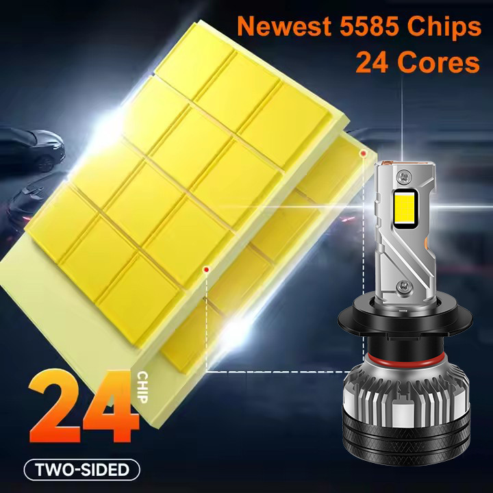 Faros LED de automóvil de alta potencia de tres tubos de cobre transfronterizos h7 súper brillantes h4 lejanos y cercanos integrados h11 luces de automóvil modificadas luz láser