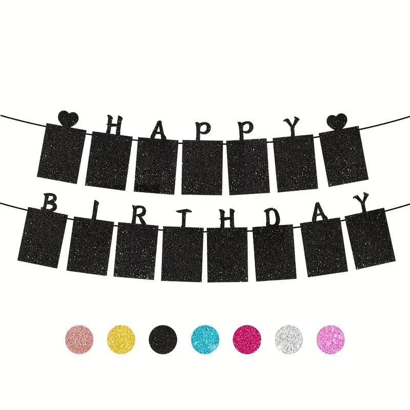 Birthday Baby Shower Anniversary Celebration Carnival Theme Party Decoration Birthday Photo Frame Photo Glitter Banner