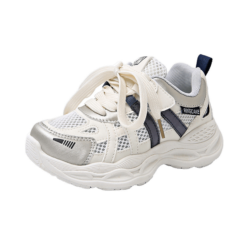 2025 primavera nuevo estilo zapatos de papá para niños moda todo-fósforo zapatos deportivos para niños zapatos para correr para niñas de una sola red ligeros y transpirables