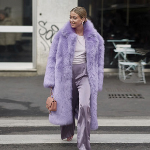 European Toka Long-Haired Outwear Street Fashion Autumn and Winter Thickeneded Imitation Fur Lapel Fur Outwear for Women Wholesale Elegant