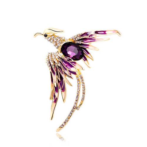 Korean version of the new reborn phoenix rhinestone brooch, fashionable and atmospheric animal clothing pin, elegant clothing accessories