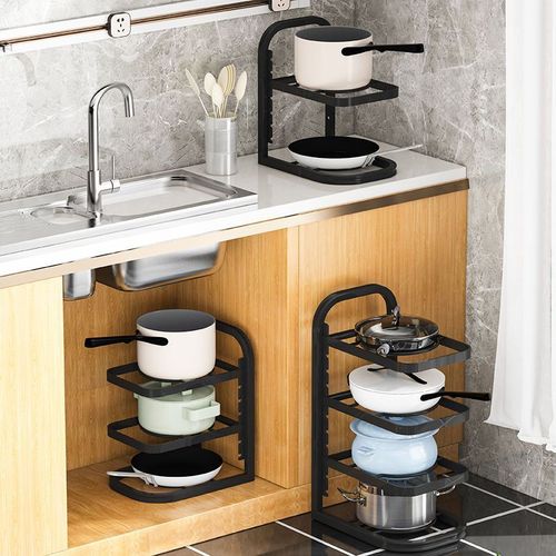 Pot Rack Specifically Designed for Storing Cookware, Kitchen Stainless Steel Shelf Organizer, Multi-layered Waterproof Sink Shelf, Household Cabinet with Divided Levels