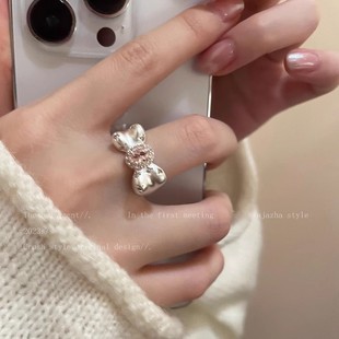 Sweet Princess ~ bow ring for women 2023 new fashion personalized tail ring matte sweet open ring