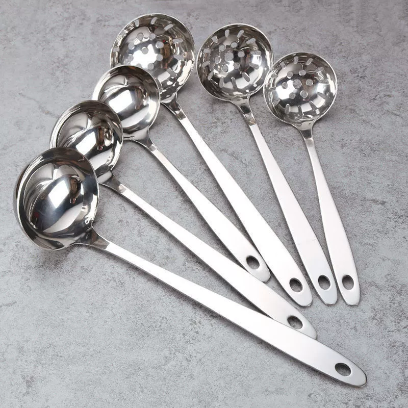 Утолщенная ложка из нержавеющей стали дуршлаг большой маленький размер суп отвар ложка с длинной ручкой Бытовая Кухня горячий горшок дуршлаг фильтр