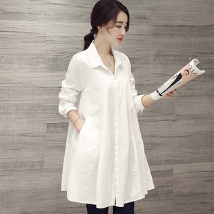 Maternity clothes autumn fashionable 2024 new autumn long-sleeved shirt spring and autumn lapel shirt dress