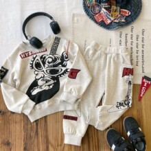 【现货】日系中古春秋童装儿童黑超奶嘴针织套装必备卫衣卫裤