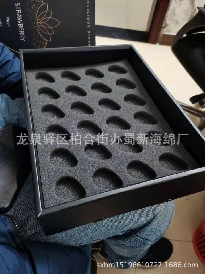 厂家供应66枚77枚88枚草莓海绵周转箱包装/草莓成型拉伸海绵包装