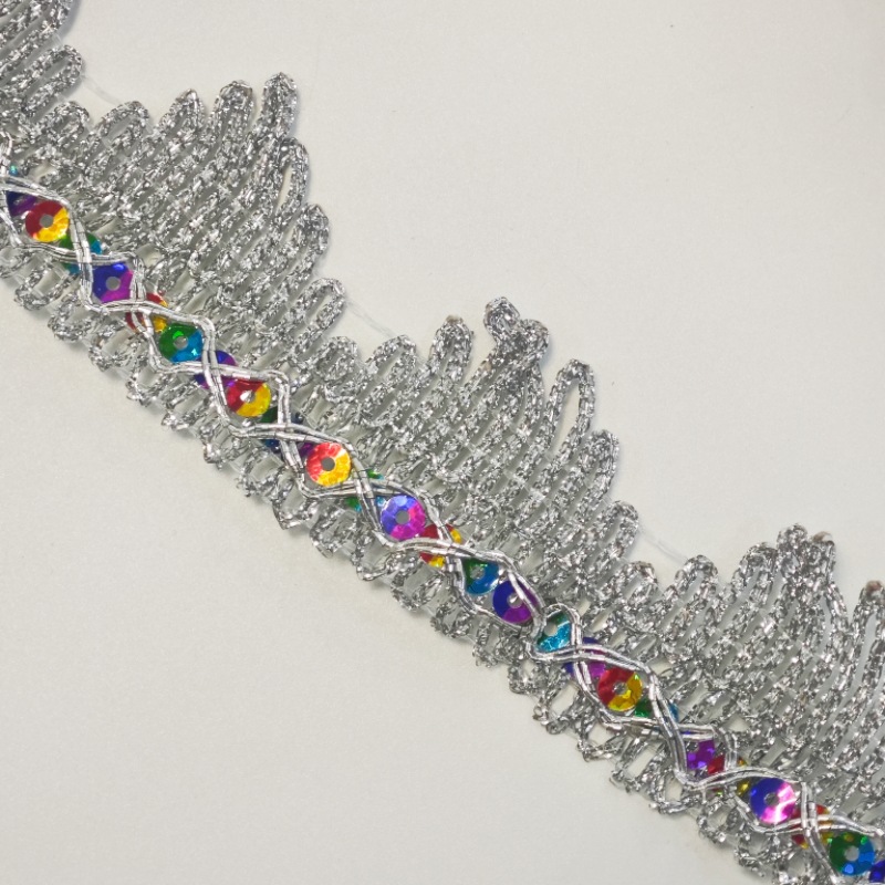 Alambre de oro y plata Lentejuelas de colores, borde de montaña grande, triángulo de encaje, ropa de agua, material decorativo de borde de bricolaje hecho a mano