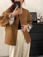 小香风麂皮绒短外套女春秋新款韩系宽松休闲高级感夹克上衣潮