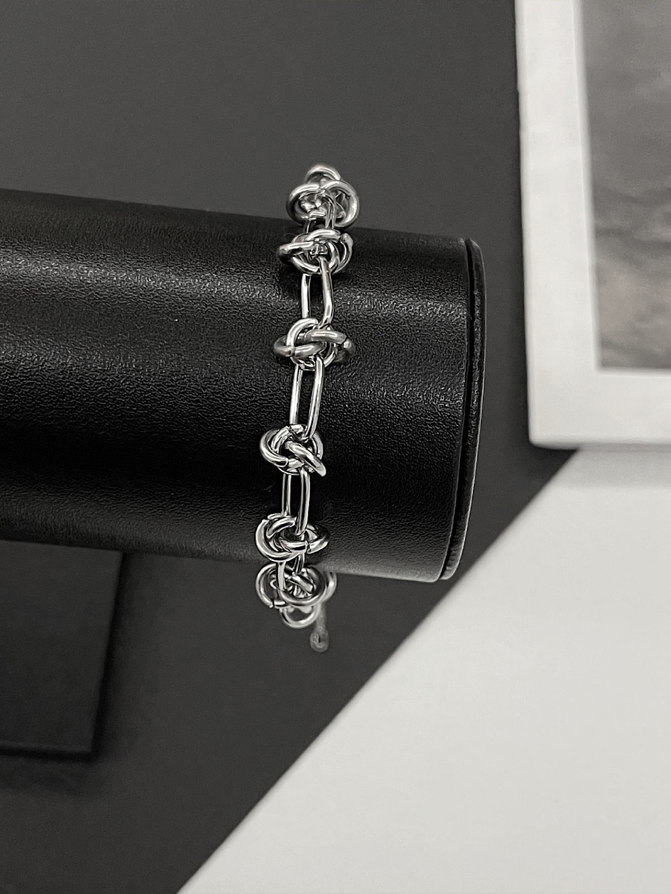 tie a knot hip hop trend titanium steel bracelet no fading thick chain personality neutral couple style ins bracelet_voghion.com