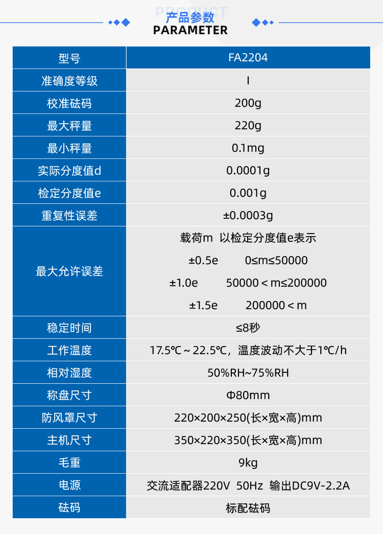 FA2204萬分之一電子分析天平