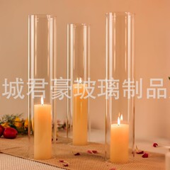 ガラスの結婚式の道具は透明な装飾のろうそくの燭台の燭台のガラスの防風カバーの工芸品を導いています。