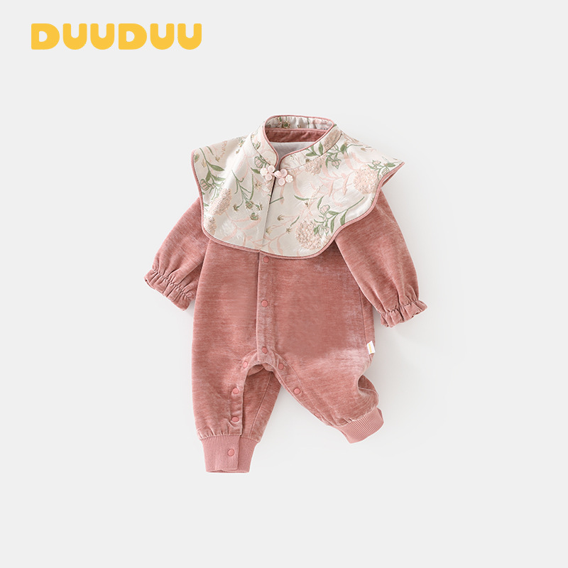 DUUDUU 꽃 칼라  소녀 옷 봄과 가을 긴 소매 포장 방귀 옷 하 옷 나가기  점프 수트