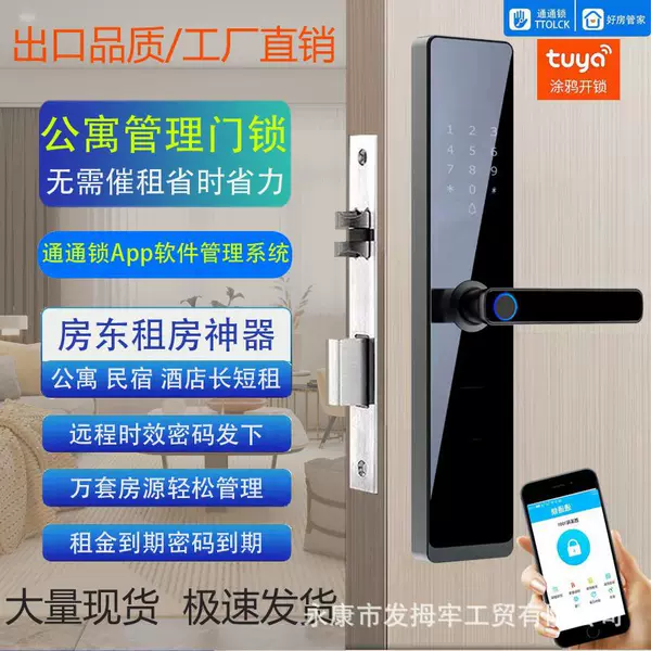Fingerprint Lock pass lock TTLOCK graffiti smart lock card swiping hotel lock B & B lock household one-grip password lock