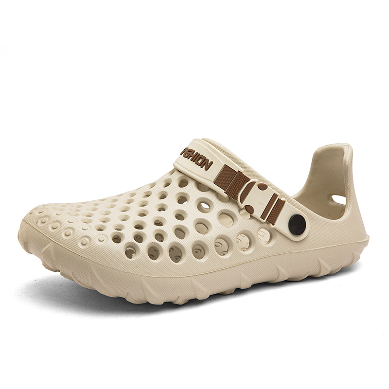 2025 verano transfronterizo nuevos zapatos con agujeros sandalias de playa para hombres Baotou hueca suela suave sandalias y zapatillas de exterior de gran tamaño