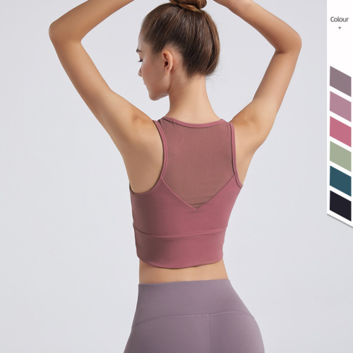 Amazon's new sleeveless yoga sports vest, breathable, shockproof mesh, beautiful back, quick-drying fitness wear, running top