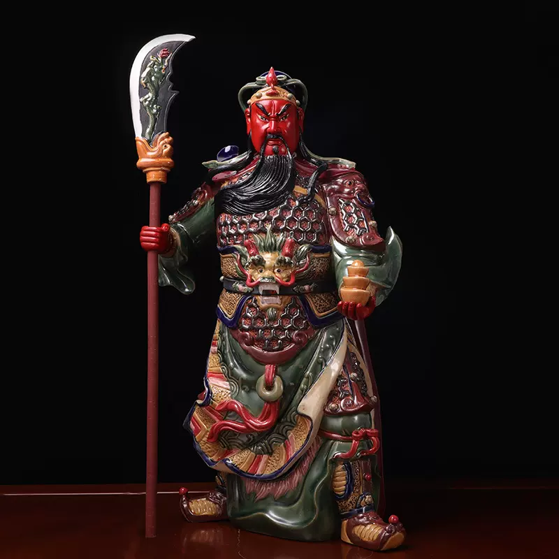 关公武财神红脸关二爷关羽佛像石湾关公神像公司开业招财镇宅摆件