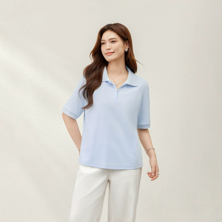 [Модная универсальная футболка чистого цвета с лацканами на молнии] Тонкая женская одежда больших размеров, толстая мм 2025, летний новый стиль