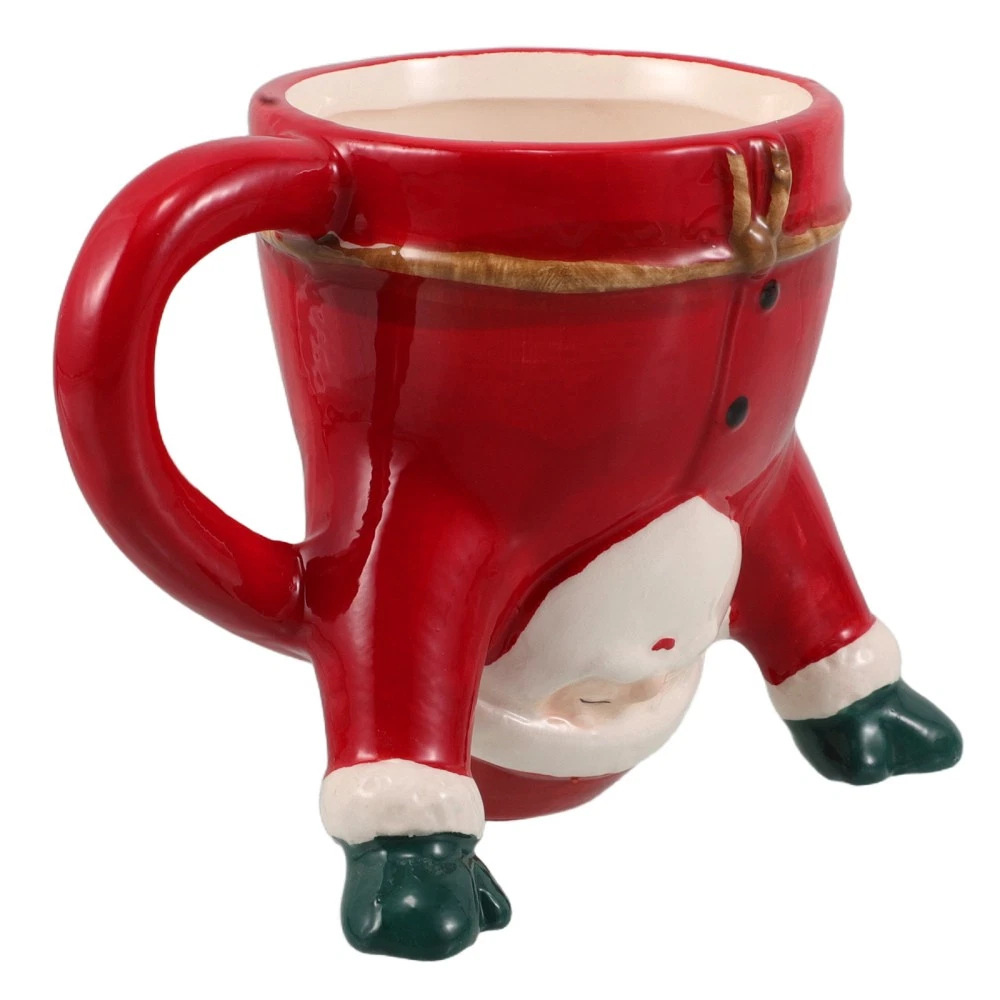 Navidad temática creativa Santa forma taza de cerámica decoración de vacaciones taza de cerámica de cubiertos diarios taza de cerámica