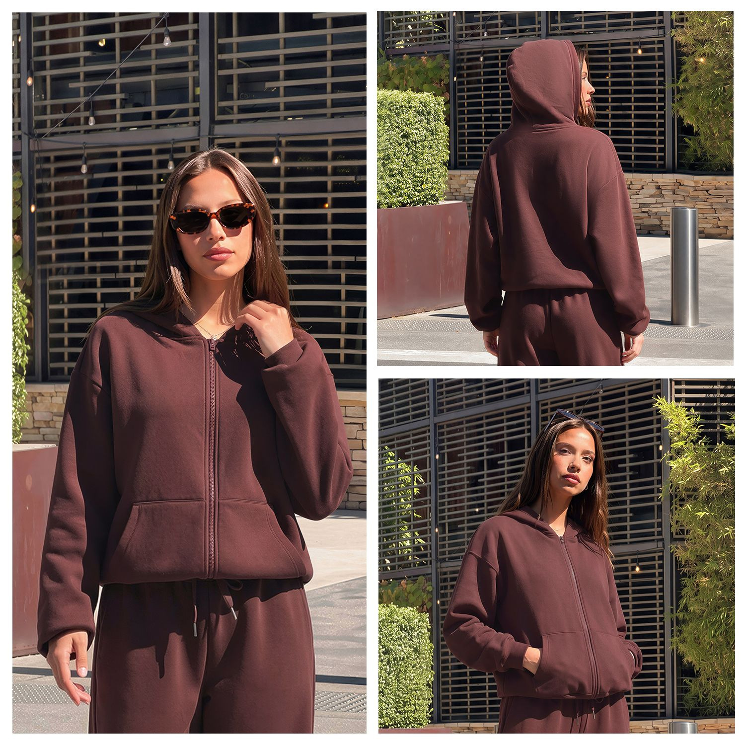 Xi Xi autumn and winter American-style hooded sweatshirt, loose-fitting, thickened, zip-up, for sports, fitness, and casual wear