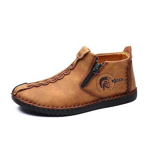 Bestselling Men's Martin Boots Autumn/Winter New Wide Size Zipper Men's Boots Outdoor Casual Hand-sewn Work Boots