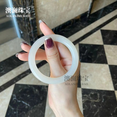新疆白玉手镯少女圆条镯子细镯玉石羊脂白玉阿富汗玉手镯厂家批发