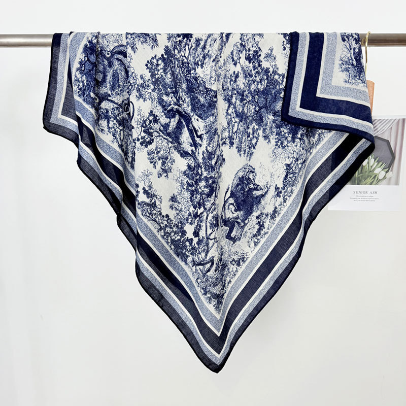 Bufanda cuadrada de 90 cm para primavera y verano, estilo coreano, con estampado de jungla, de seda de alta gama, versátil para todas las estaciones._voghion.com