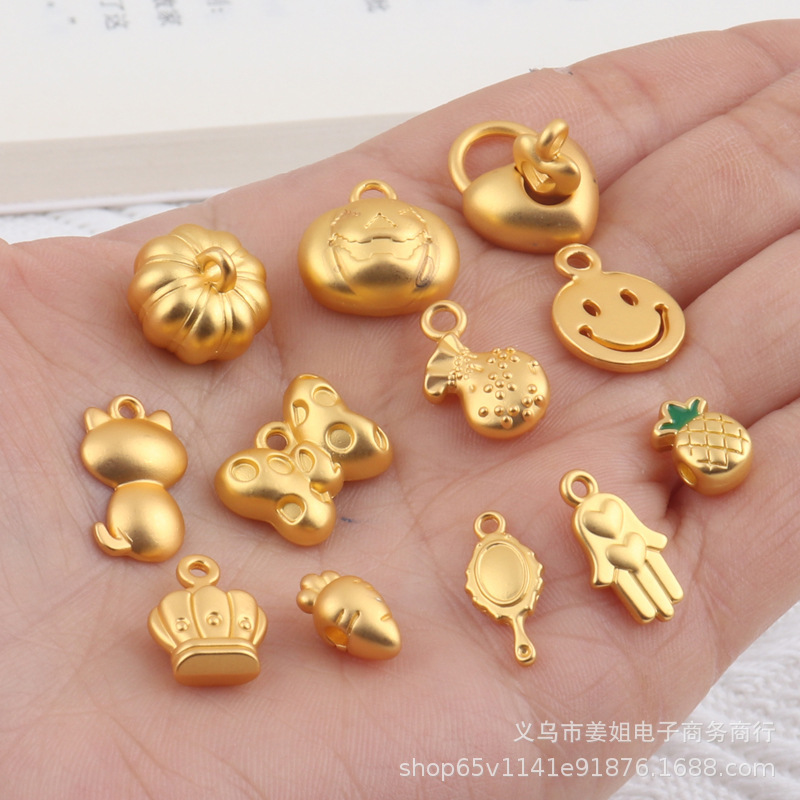 diy飾品配件南瓜情侶鎖 鑰匙合金水果小掛件手鍊耳環吊墜配件批發