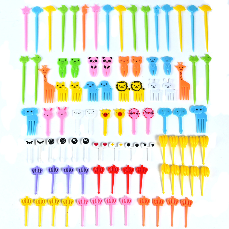 Uso doméstico Cartoon Tenedores para fruta para niños Creativo Animales para niños Set de palillos de plástico para fruta Palillos para fiambrera
