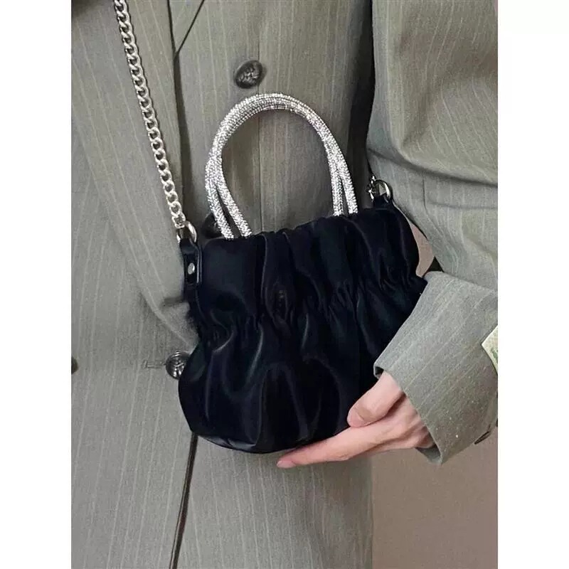 Clearance Sale - Rhinestone Handbag New Style Women's Socialite Party Pleated Cloud Chain Crossbody Bag