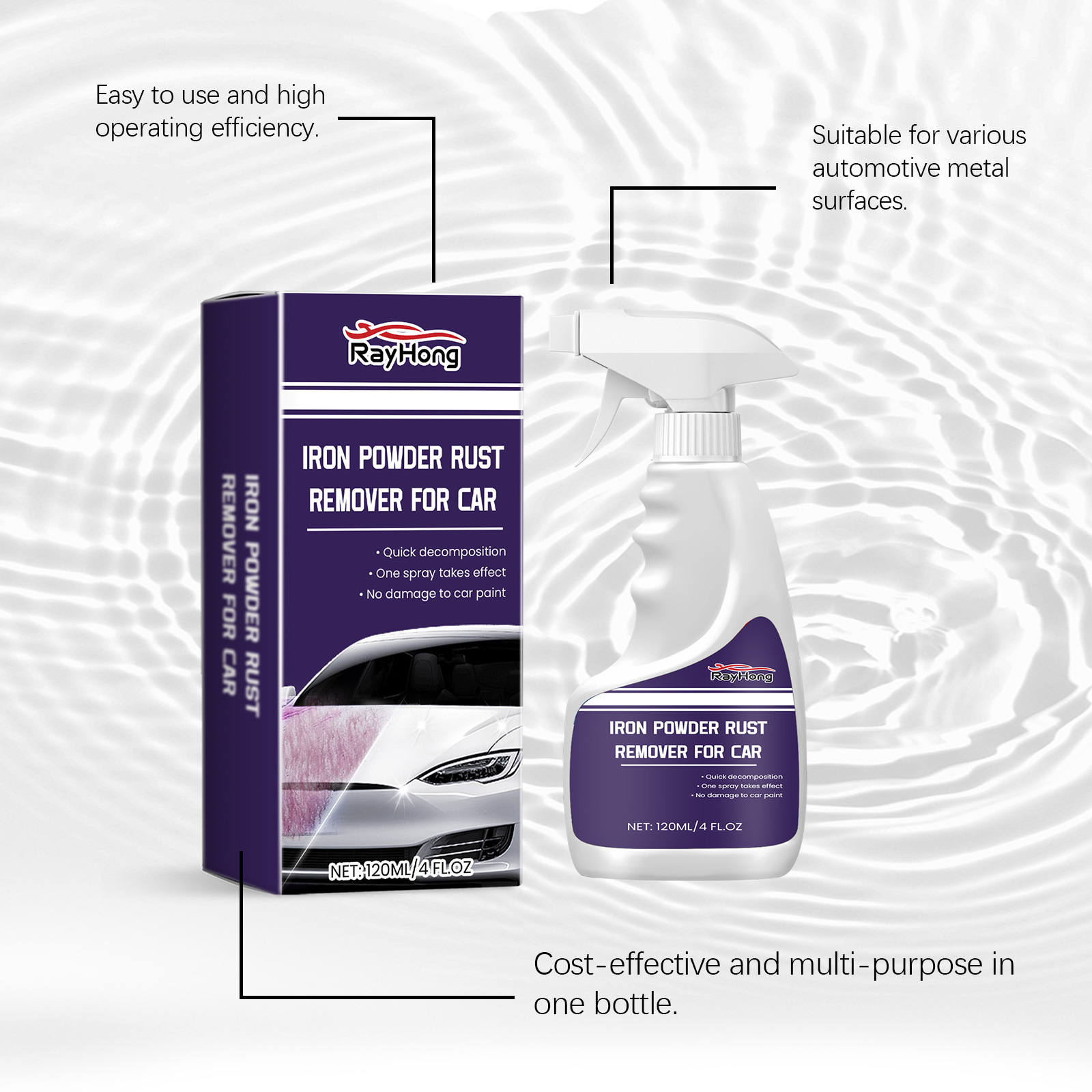 Rayhong Car Iron Powder Rust Remover Car Paint Decontamination Rust Polishing Cleaning Stain Renovation Maintenance