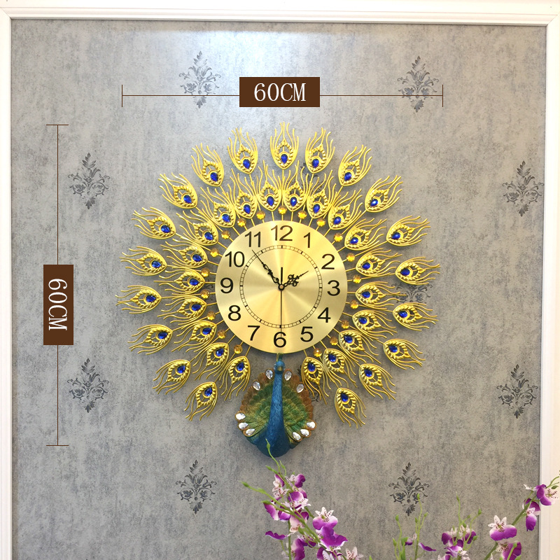 Moda reloj nórdico sala de estar moderno minimalista hogar reloj decorativo montado en la pared Red rojo restaurante creativo Reloj de pared Pavo Real