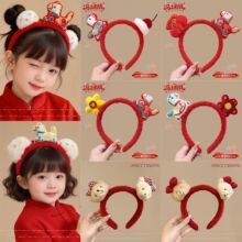 新年红色小马发箍女马年高颅顶头箍头饰过年头饰可爱儿童发卡饰品