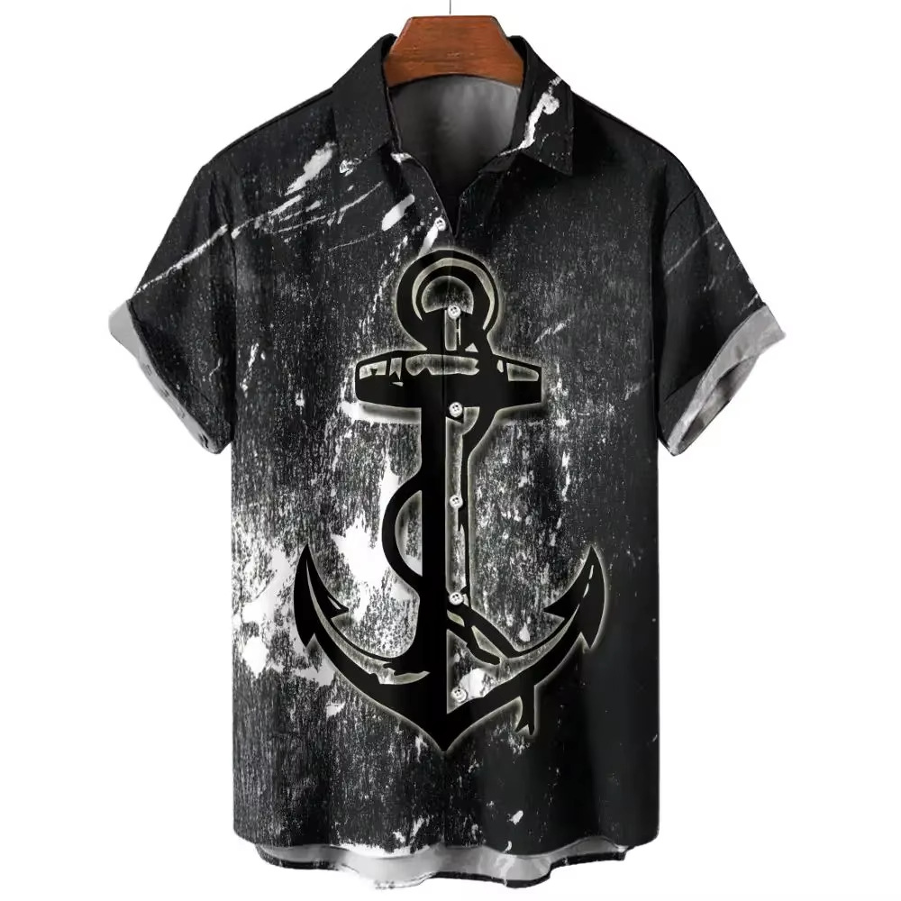 American Cross-border 2025 nueva camisa casual de cuello alto de manga corta de alta calidad para hombres MB1