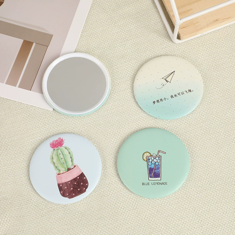 Производитель поставляет мультяшную жесть маленькое круглое зеркало креативное зеркало портативный подарок на день рождения стильный портативный милый зеркало для макияжа