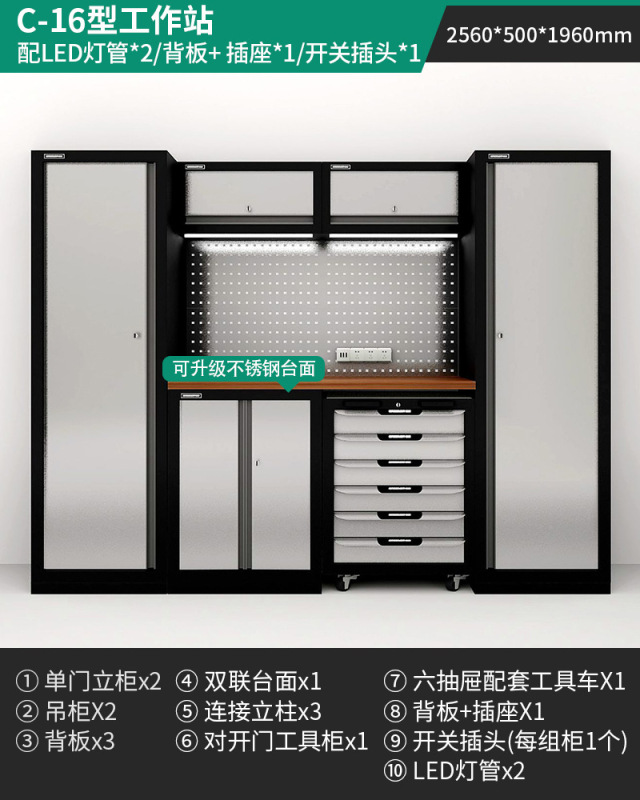緑林ワークステーション多機能作業台修理鉄皮キャビネット自動車修理工具車ステンレス重型工具キャビネット|undefined