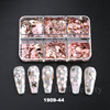 Red nail sequins for manicure for St. Valentine's Day for nails, suitable for import, new collection, 6 cells, wholesale