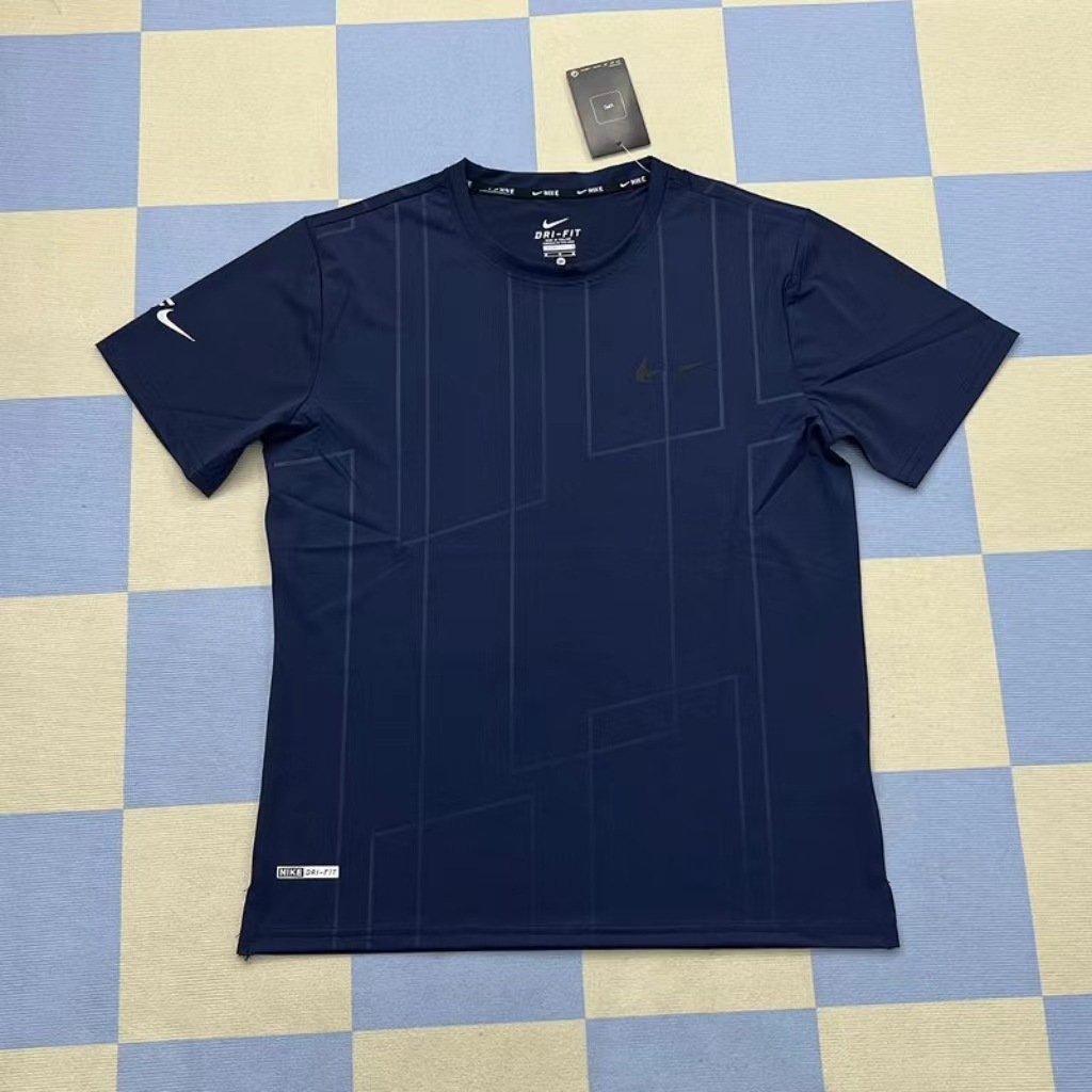 Top Ice Silk Short-Sleeved Summer Quick-Drying Loose Breathable Fitness Running T-Shirt New Round Neck Sports and Leisure