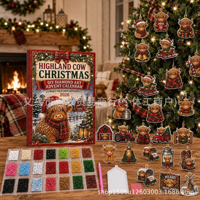24-piece DIY Diamond Painting Acrylic Ornament Set 2026 Christmas Countdown Calendar Blind Box