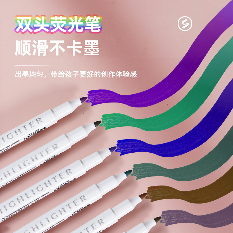 Marcador de doble cabeza de alto aspecto ins estudiante papelería marca clave marcador de color Notebook lápiz de color resaltador