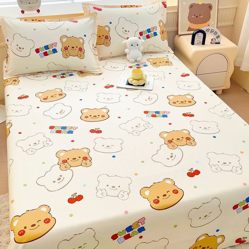 Sábanas de dibujos animados para niños 100% algodón puro, edredón para niños de una sola pieza, funda de almohada de tres piezas, sábana engrosada para el hogar