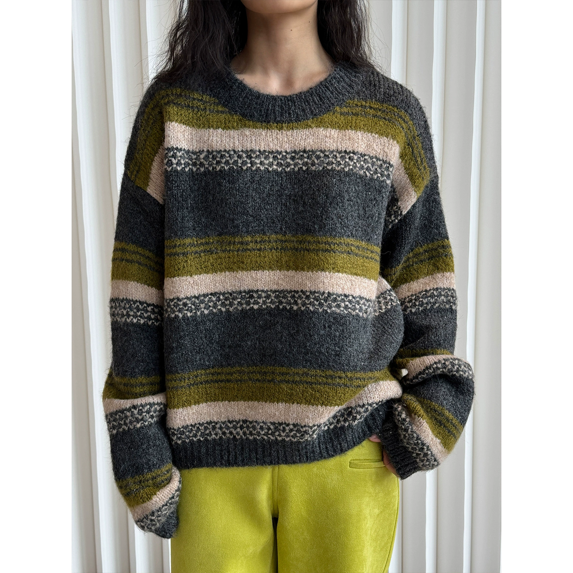 Spring woolen sweater, set for leisure, Korean style