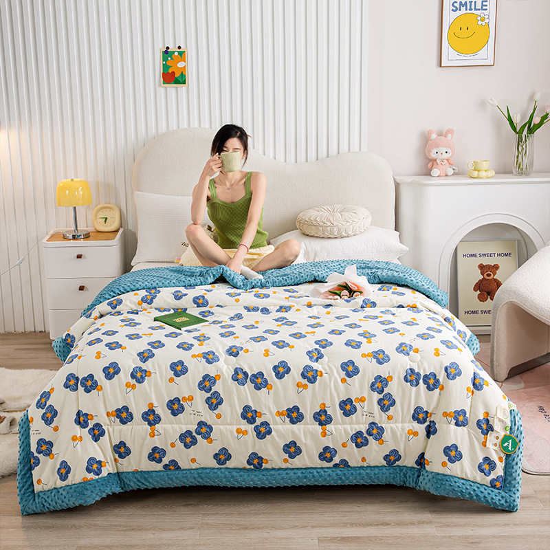 Category A maternal and infant cotton bean velvet summer quilt air-conditioning quilt summer cooling quilt spring and autumn quilt student winter quilt gift quilt wholesale