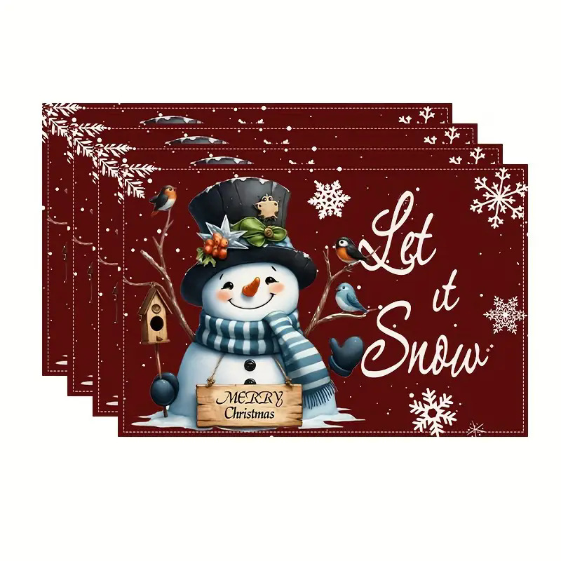 Transfronterizos lino almohadilla de mesa Aliexpress TEMU Amazon almohadilla de mesa cuadrada búfalo rojo almohadilla de Navidad Día de la Independencia