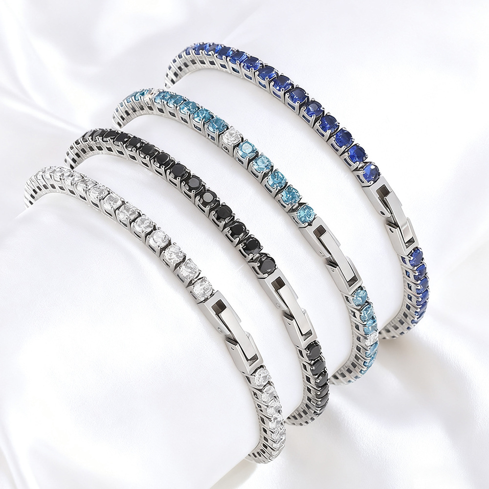 classic tennis stone inlay with zircon stainless steel