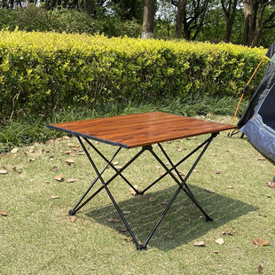 Imitation Wood Egg Roll Table Outdoor Camping Folding Table Aluminum Alloy Folding Table Portable Party Multi-functional picnic table