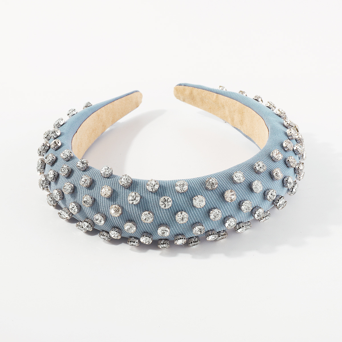 Simple Style Commute Color Block Solid Color Cloth Handmade Inlay Rhinestones Hair Band display picture 5